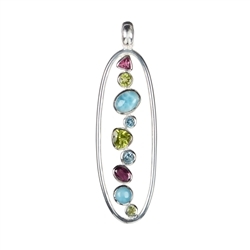 242005170070 Pendant Larimar, Peridote, Topaz, Garnet, Tourmaline, 6,2cm | Marco Schreier