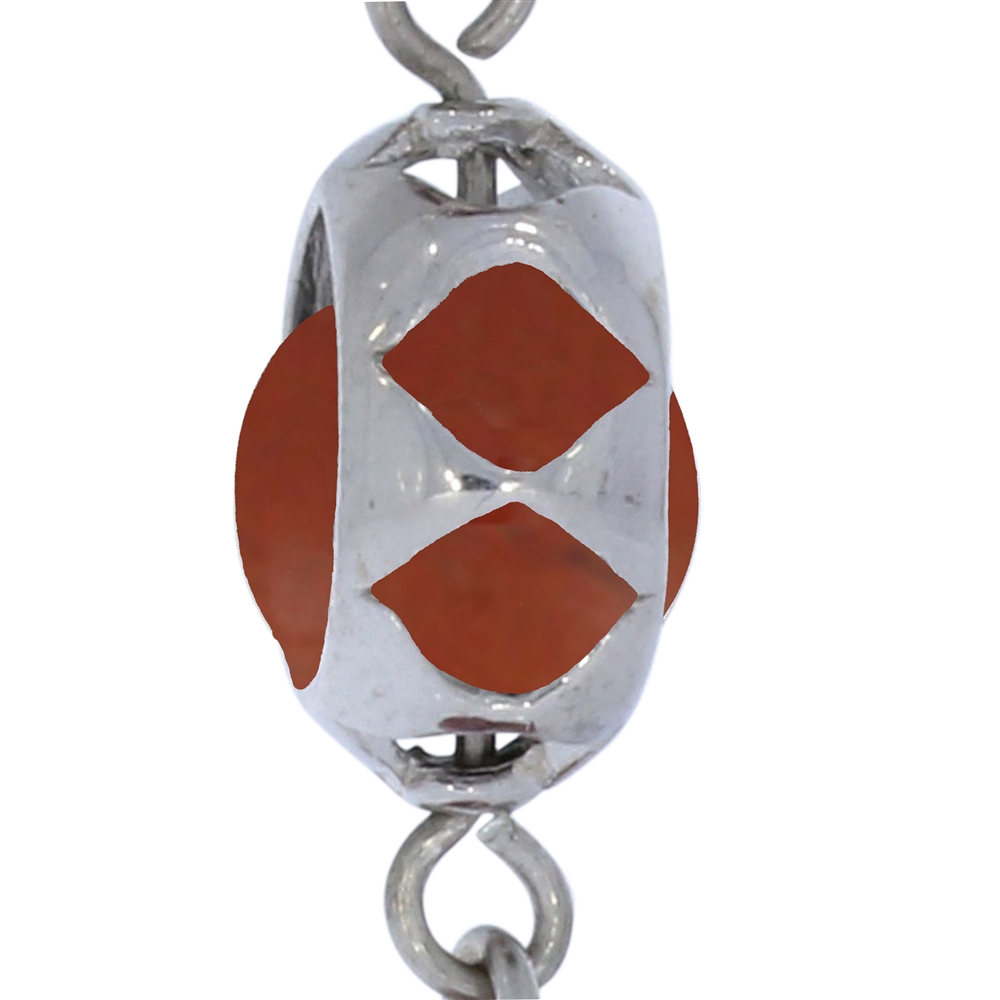 Mala pendant Petrified Wood, red Jasper (red) (grounding)