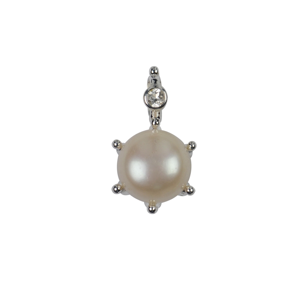Pendente con perla rotonda, topazio (bianco), 2,5 cm
