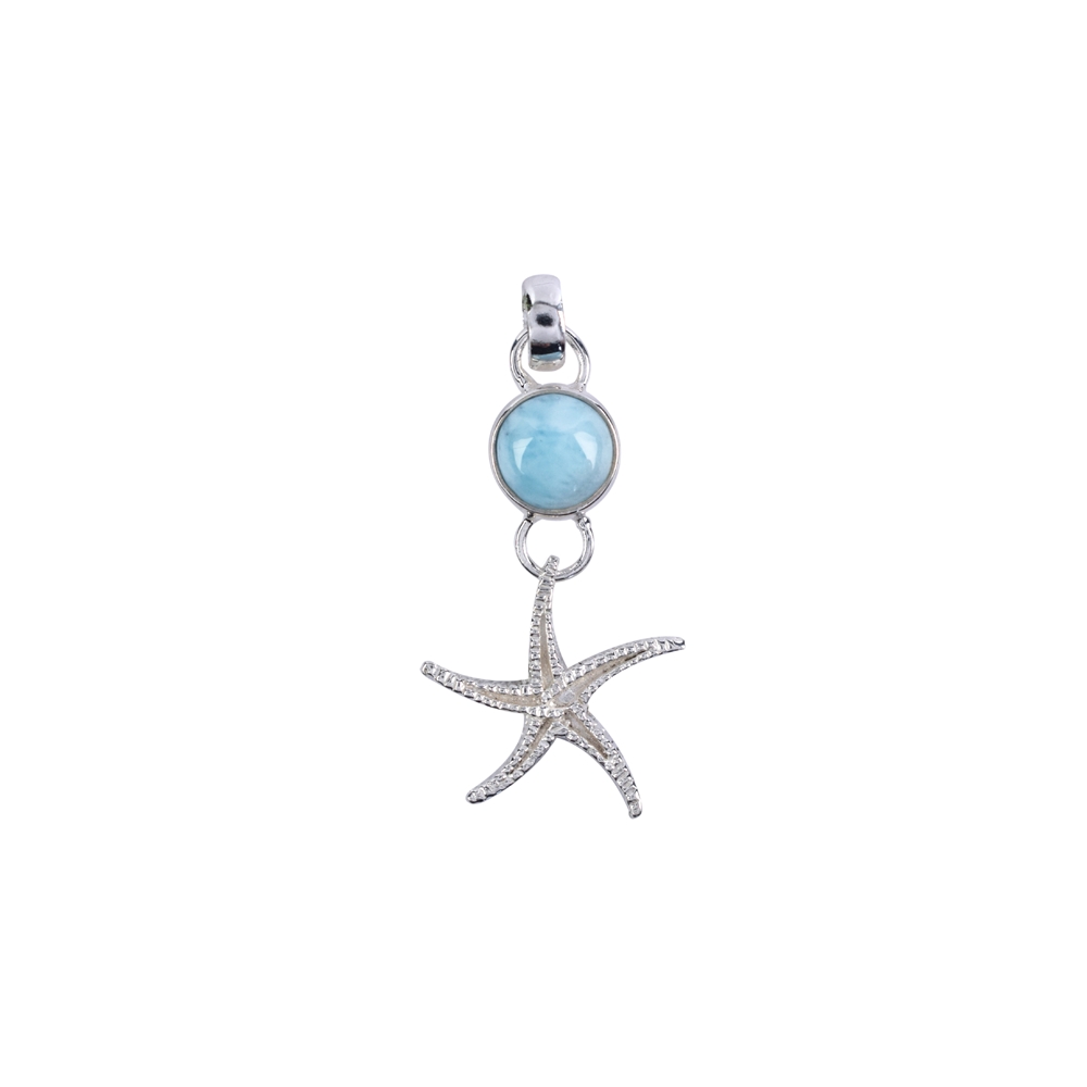 Starfish pendant with Larimar circle, 3.1 cm