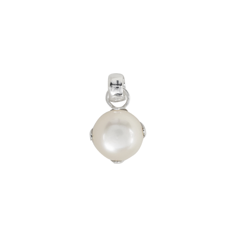 Pendentif perle blanche (12mm), 2,3cm