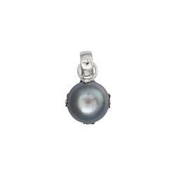 242005190038 Pendant bead gray (12mm), 2.3cm | wholesaler gems, healing stones & jewelry