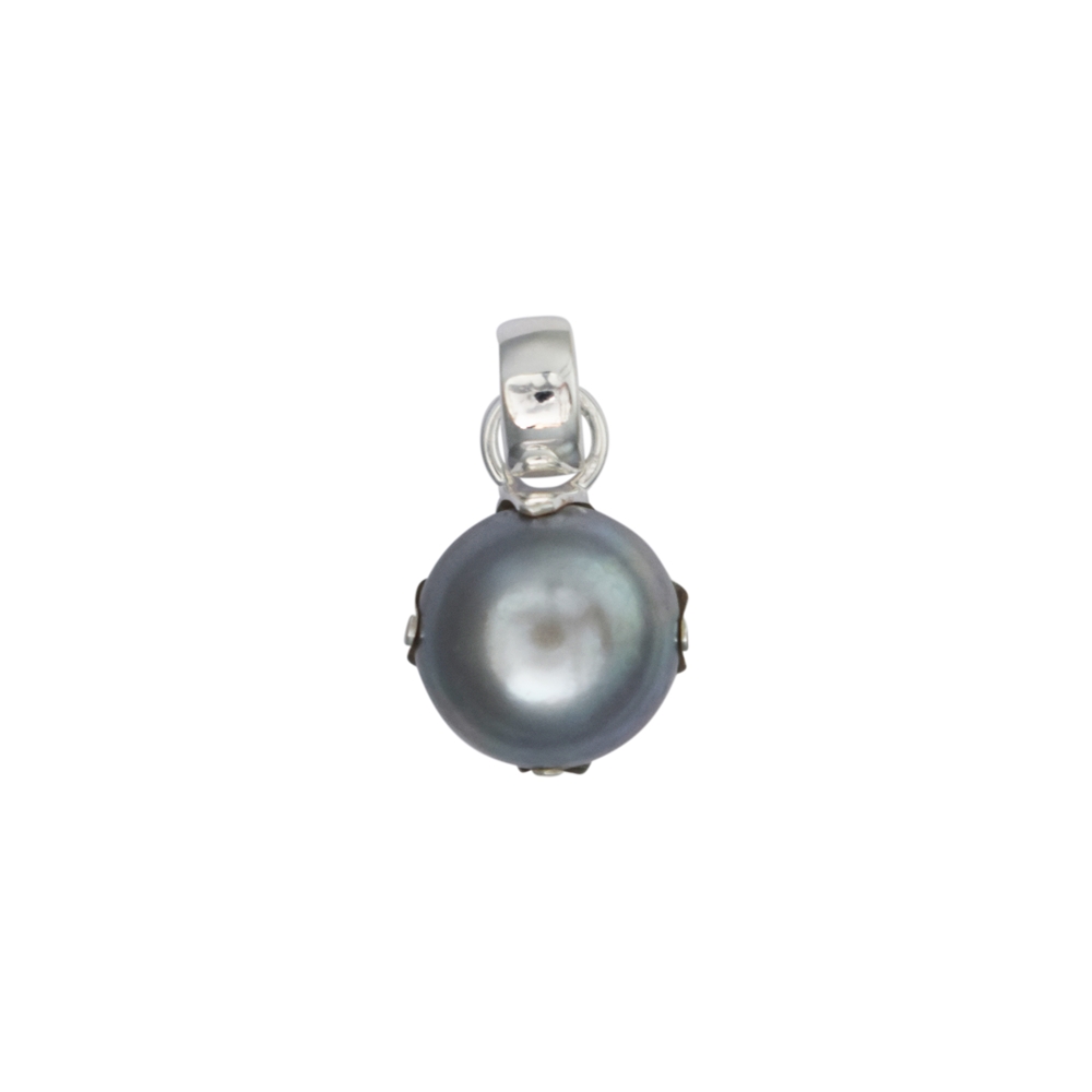 Pendentif perle grise (12mm), 2,3cm