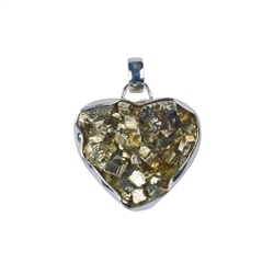 242005200013 Pendant Pyrite, heart (24 x 20mm), 3.2cm | wholesaler gems & healing stones