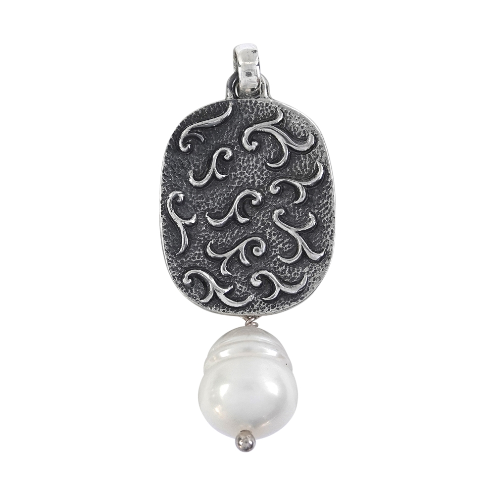 Pendentif Perle d'ornement blanc, 5,6cm, partiellement noirci