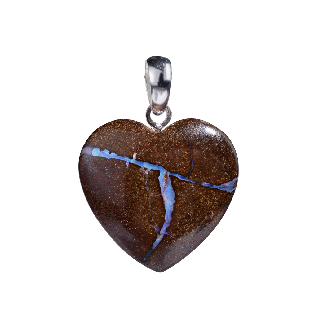 Boulder opal pendant, heart (25 x 25mm), 3.2cm