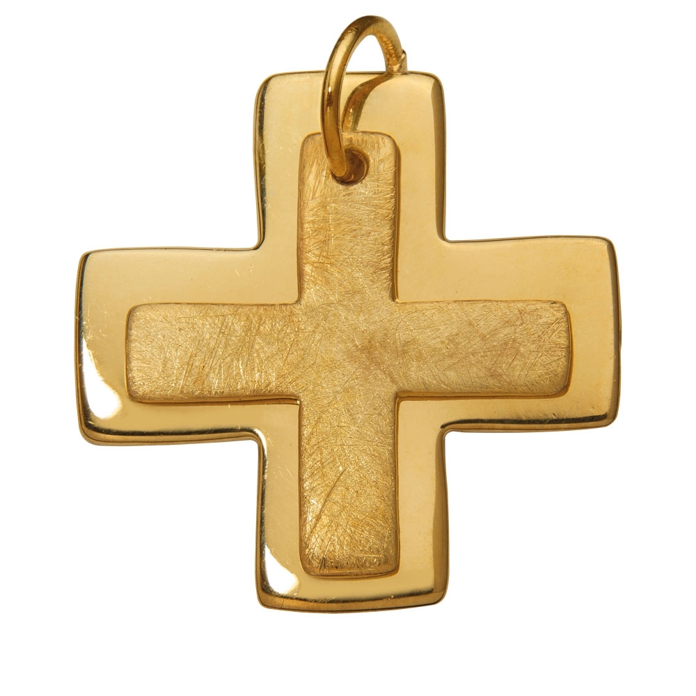 Symbol-Anhänger "Griechisches Doppel-Kreuz", 925 Silber vergoldet, matt/poliert | Marco Schreier