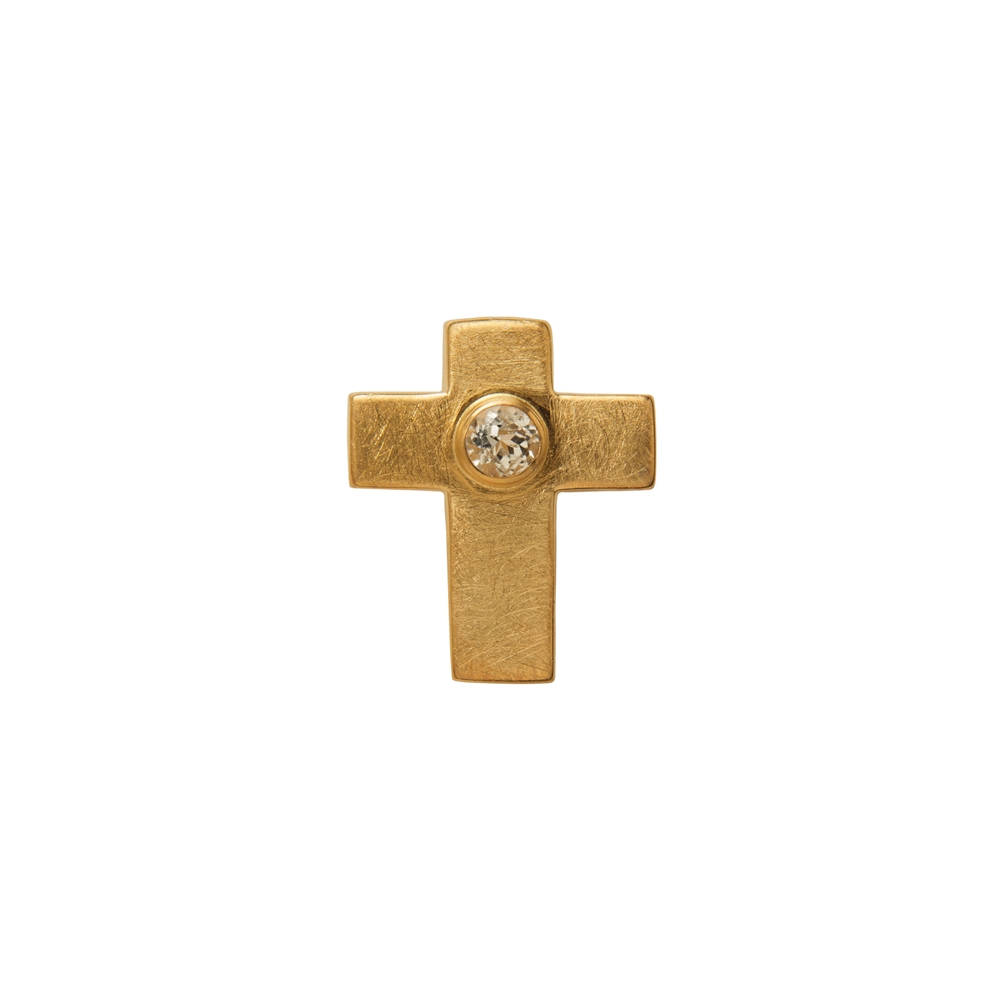 Anhänger "Passions-Kreuz" mit Topas, vergoldet, mattiert, 2,0cm