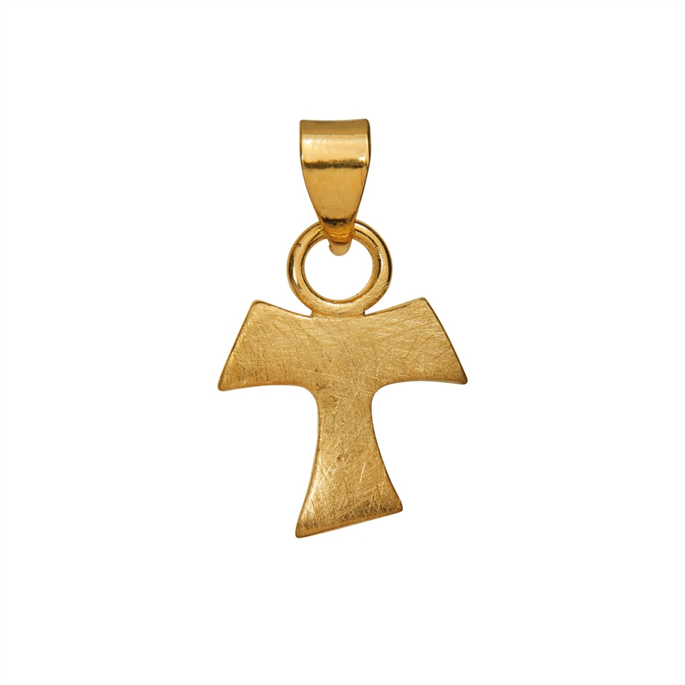 Ciondolo simbolo "Croce con maniglia", argento 925 placcato oro, lucido 