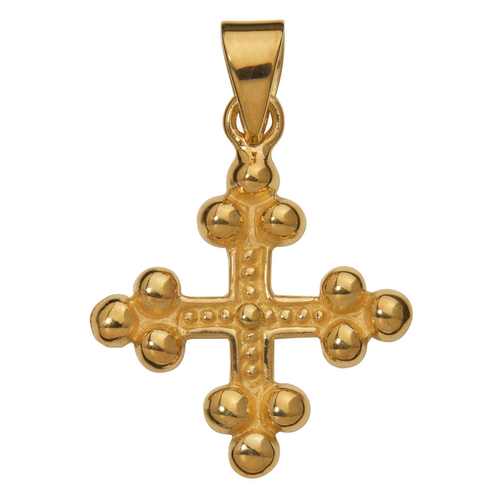 Symbol pendant "Cloverleaf Cross", 925 silver gold plated, polished 