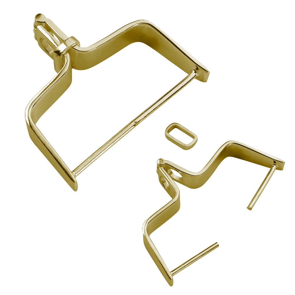 Bélières arceaux ouvrables avec anneau, argent doré, 25 x 26mm (grand)