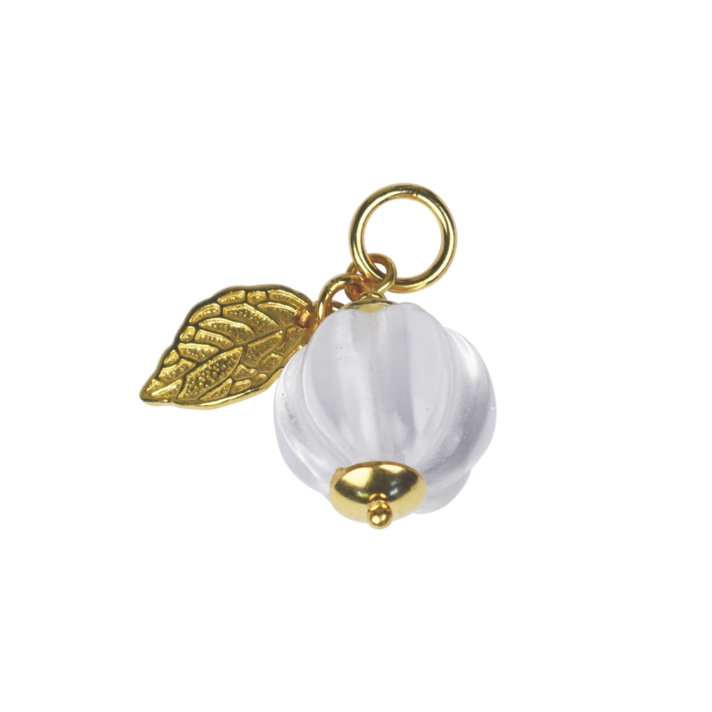 Rock Crystal pendant, pumpkin (16mm), 2.8cm, gold-plated