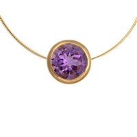 Pendant solitaire amethyst (10mm), faceted, 1,2cm, gold plated