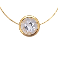 Pendant solitaire Rock Crystal (10mm), faceted, 1,2cm, gold plated