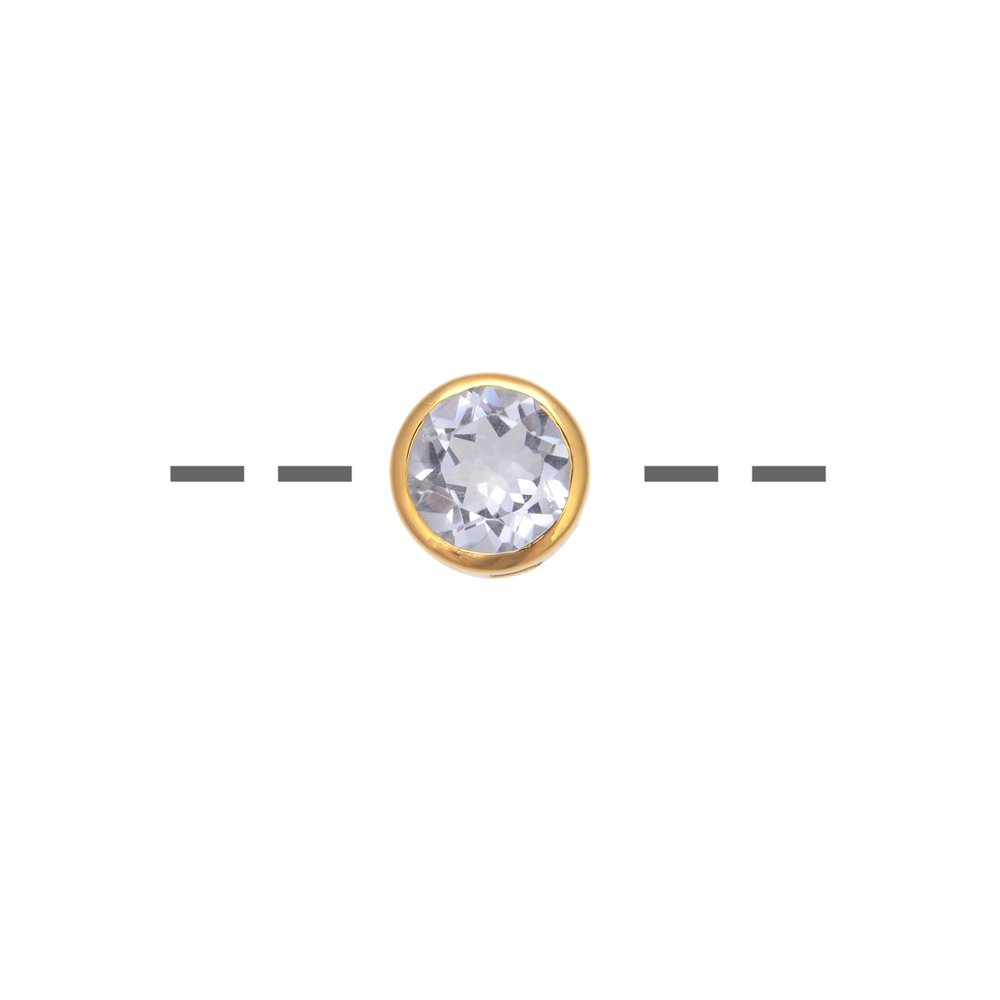 Pendentif Cristal de roche solitaire (10mm), facetté, 1,2cm, doré