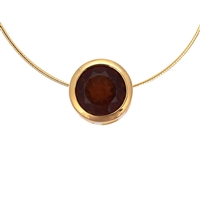 Pendant solitaire garnet (10mm), faceted, 1,2cm, gold plated