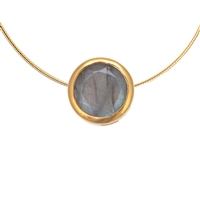Pendant solitaire Labradorite dark (10mm), faceted, 1,2cm, gold plated
