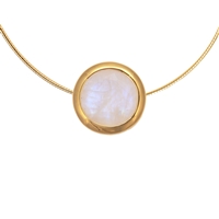 Pendant solitaire Labrodorite white (10mm), faceted, 1,2cm, gold plated