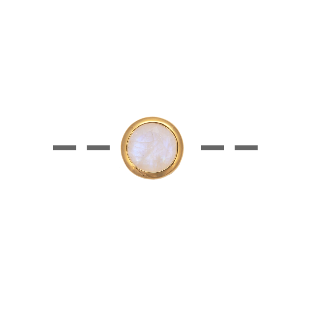Ciondolo solitario in labradorite bianca (10 mm), sfaccettato, 1,2 cm, placcato oro