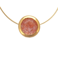 Pendant solitaire sunstone (10mm), faceted, 1,2cm, gold plated