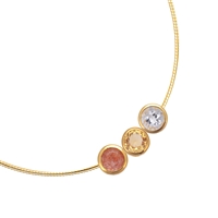 Pendant solitaire sunstone (10mm), faceted, 1,2cm, gold plated