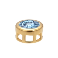 Pendentif Topaze solitaire bleue (10mm), facettée, 1,2cm, doré à l'or fin