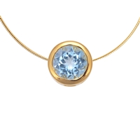 Pendant solitaire Topaz blue (10mm), faceted, 1,2cm, gold plated