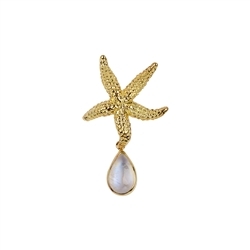 242009210016 Pendant Labrodorite (white) drop, starfish, 4,0cm, gold plated | Marco Schreier