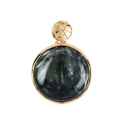 242009210126 Serafinite pendant, round, 3.7 cm, gold-plated | gems, healing stones & jewelry