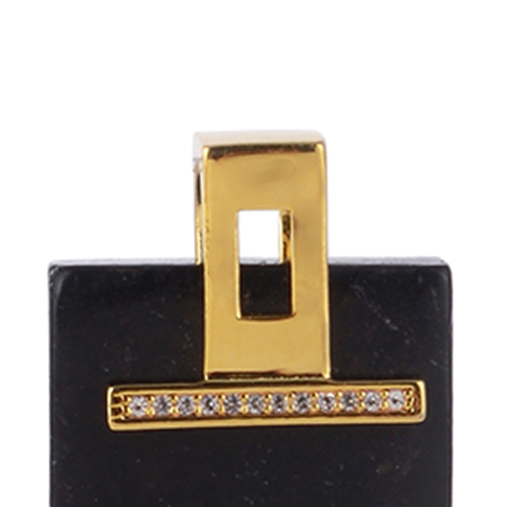 Pendant schungite (rod.), rectangle (40 x 20mm), 4,8cm, gold plated