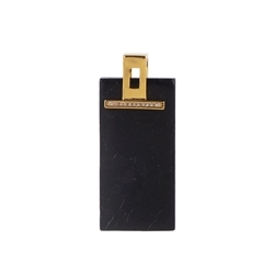 242009210128 Pendant schungite (rod.), rectangle (40 x 20mm), 4,8cm, gold plated | Marco Schreier