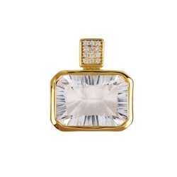 242009210132 Rock Crystal pendant, rectangle (10 x 15mm), topaz, 1.9cm, gold-plated | Marco Schreier