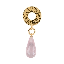 242009210139 Rose Quartz pendant, Briolette, hammered circle, 4.7 cm, gold-plated | Marco Schreier