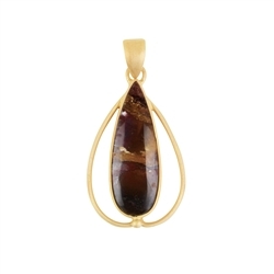 242009210163 Pendant opalized wood with Copper, drops, 4,6cm, gold plated | Marco Schreier