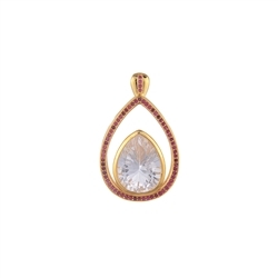 242009210172 Pendant Rock Crystal, drop with Ruby, 3,5cm, gold plated | Marco Schreier