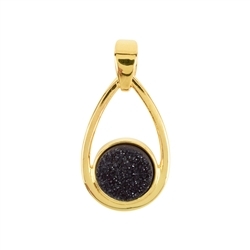 242009210192 Pendant Druzy Agate black (set), 3,1cm, gold plated | Marco Schreier