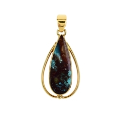 242009210229 Pendant opalized wood with Copper, drops, 4,2cm, gold plated | Marco Schreier