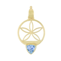 242009210314 Pendant Topaz blue trillion, flower, 4.8cm, gold plated | Marco Schreier