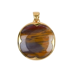 242009210357 Petrified Wood pendant, prong setting, 4,0cm, gold plated | Marco Schreier