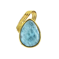 242009210416 Pendant Larimar drop with bow (20 x 15mm), 3,1cm, gold plated | Marco Schreier