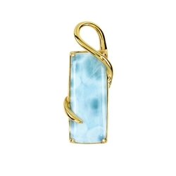 242009210490 Pendant Larimar rectangle (25 x 10mm) with curved eyelet, 3,5cm, gold plated | Marco Schreier