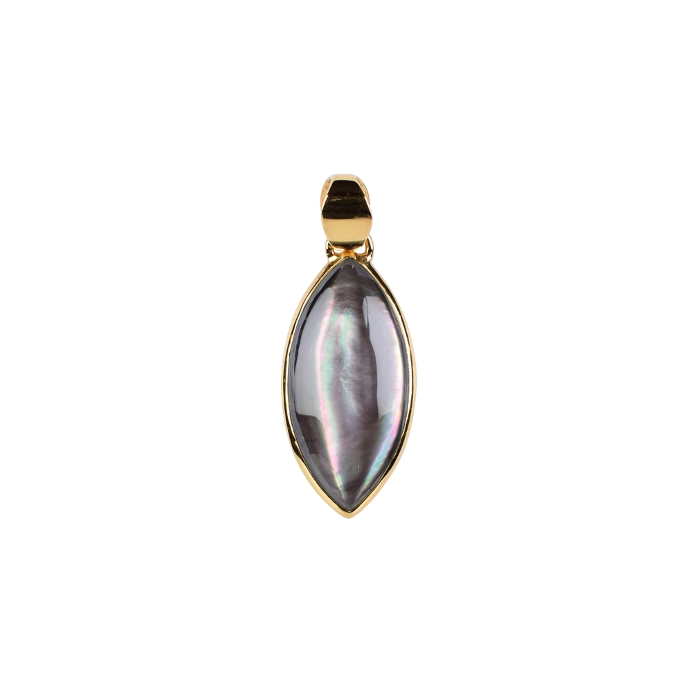 Pendant Mother of Pearl (dark) Marquise, 3.5cm, gold plated 