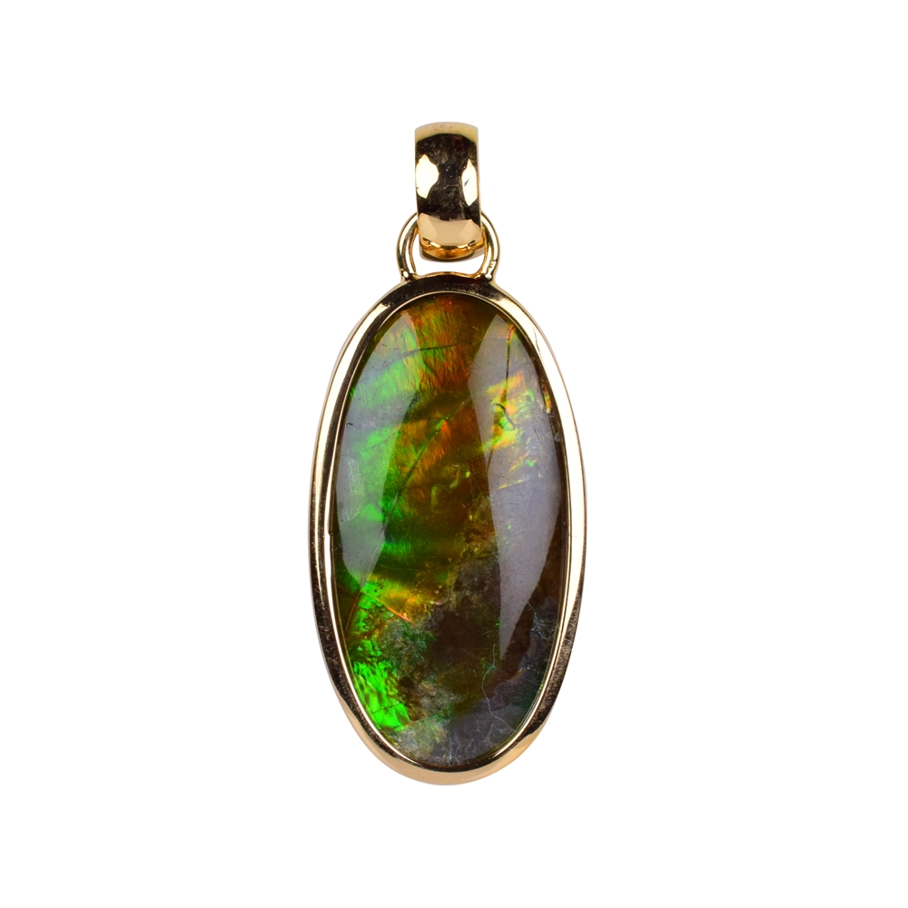 Pendant Ammolite Oval green, 4,1cm, gold plated