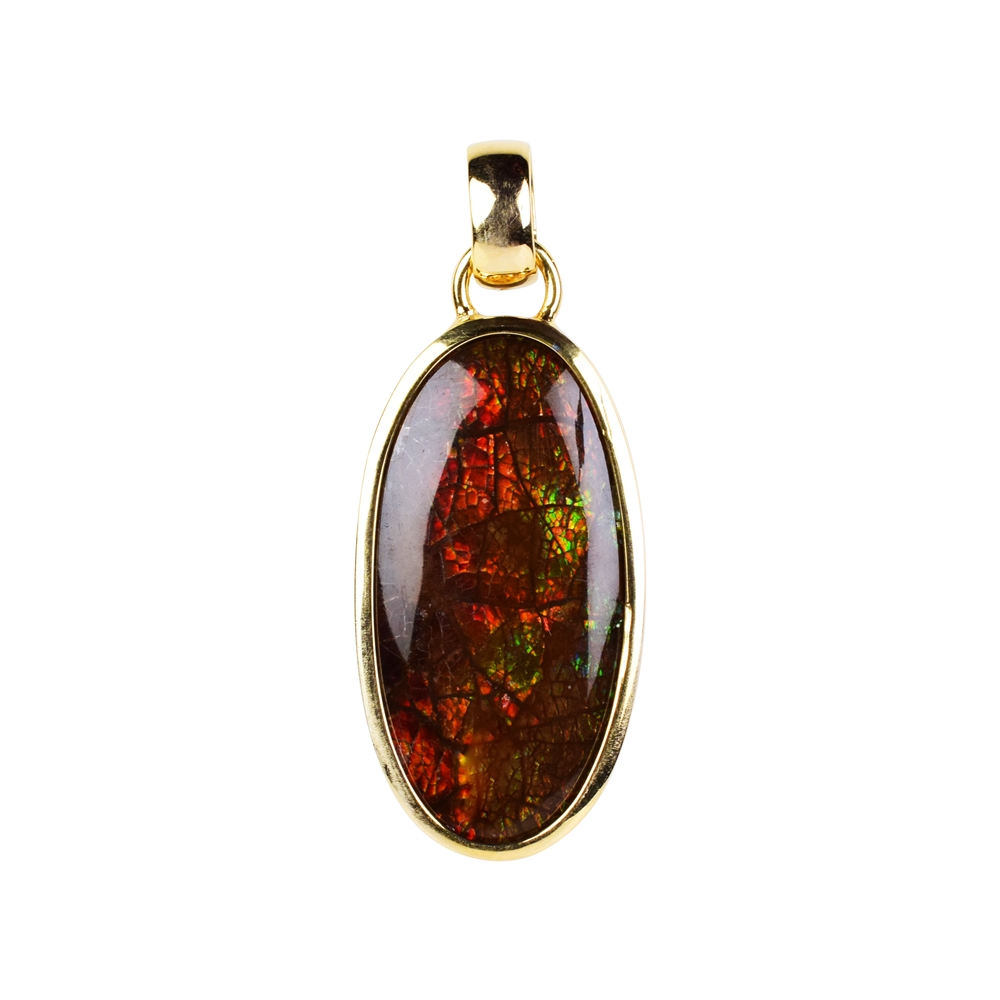 Pendant Ammolite Oval colorful, 4,1cm, gold plated