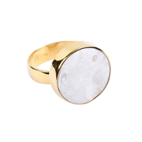 Pendant Agate Druzy (white) round, 4,4cm, gold plated