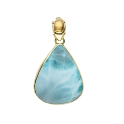 242009220075 Larimar drop pendant (24-27 x 31-36mm), 4.7cm, gold-plated | Marco Schreier