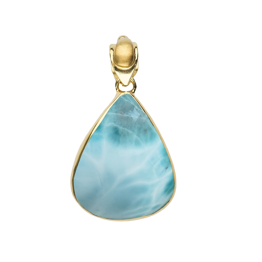 242009220075 Pendentif Larimar en forme de goutte (24-24 x 31-36mm), 4,7cm, plaqué or