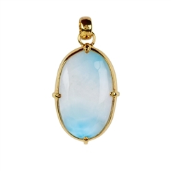 242009220100 Pendant Larimar Oval (32 x 21mm), 4,5cm, gold plated | Marco Schreier