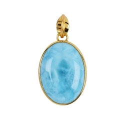 242009220101 Pendant Larimar Oval (27 x 21mm), 4,2cm, gold plated | Marco Schreier