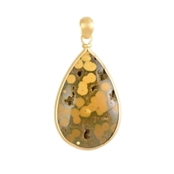 242009220196 Pendant Ocean Jasper drop (40 x 25mm), 5,3cm, gold plated, matt | Marco Schreier